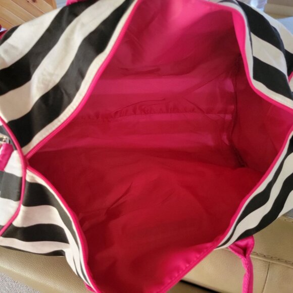 Victoria's Secret Weekender Striped Duffle Bag Adjustable Strap - Picture 6 of 11